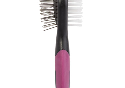 KW Smart Mini 2-Sided Brush – Compact Double-Sided Metal Pin and Nylon Bristles, Gentle Detangling