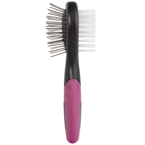 KW Smart Mini 2-Sided Brush – Compact Double-Sided Metal Pin and Nylon Bristles, Gentle Detangling