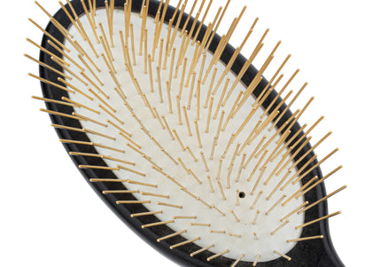 Chris Christensen Oval Gold Pin Brush 20mm – Elegant Gold-Plated Pins, Smooth Detangling for Silky Coats
