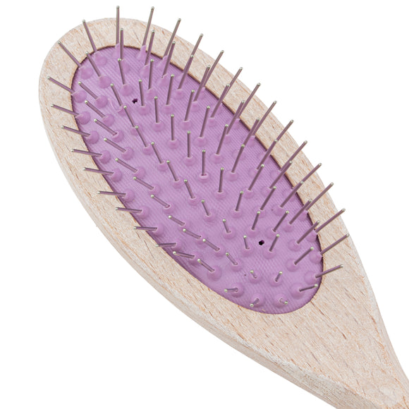 Chris Christensen Brezzy Oval Brush Small 16mm – Soft Wooden Handle, Metal Pins, Purple