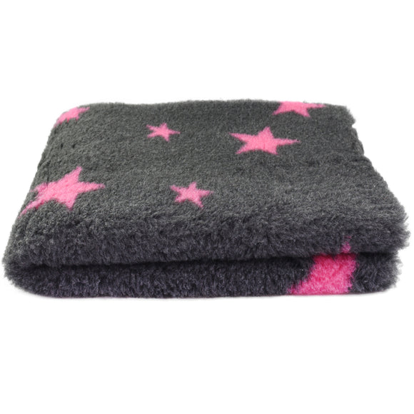 Blovi DryBed A+ Non-Slip Graphite Pet Bed with Pink Stars, 150x150cm – Soft and Durable