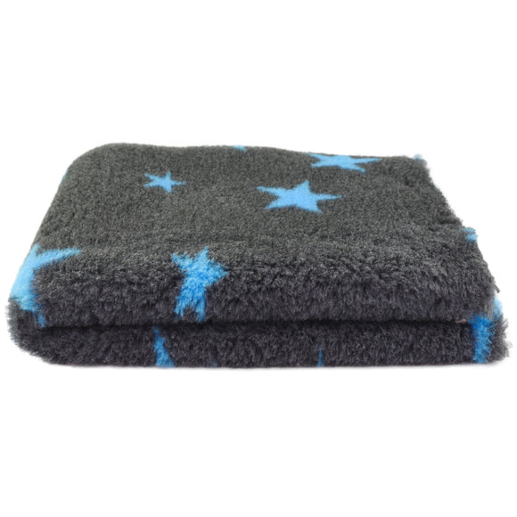 Blovi DryBed A+ Non-Slip Graphite Pet Bed with Blue Stars, 100x75cm – Soft and Durable