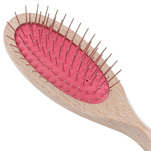 Chris Christensen Brezzy Oval Brush Small 22mm – Firm Wooden Handle with Metal Pins, Pink