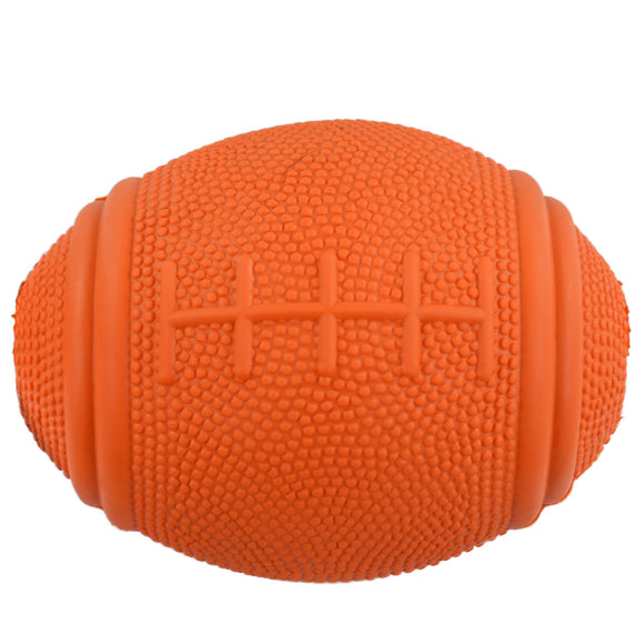 Flamingo American Football Dog Toy – Red Ball with Treat Slot, Durable Play Design