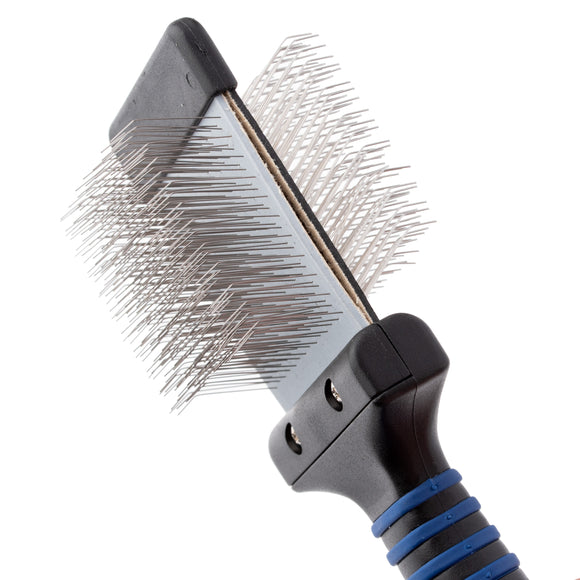 Show Tech Twin Flex Slicker Detangling Brush – Small Size, Flexible Dual-Sided Design