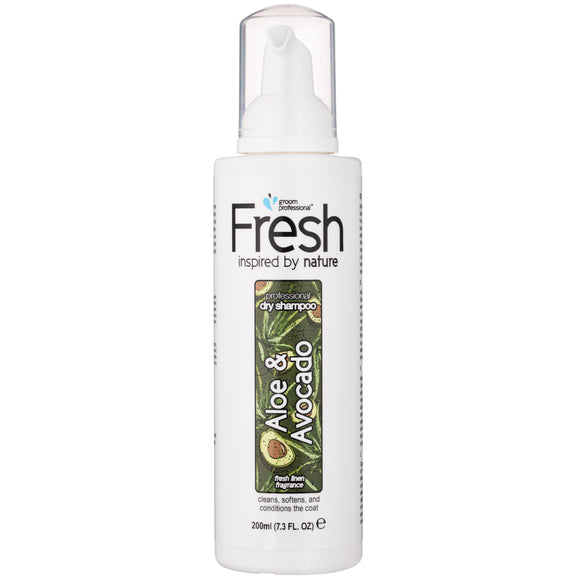 Groom Professional Fresh Aloe & Avocado Dry Shampoo Foam 200ml – Gentle Cleansing Formula with Avocado Oil and Aloe