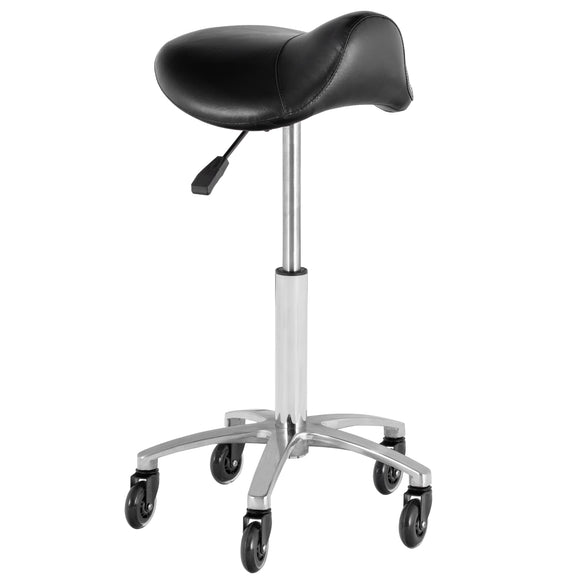 Blovi Pro Rodeo Contoured Grooming Stool – Ergonomic Black Seat with Smooth Rolling Wheels