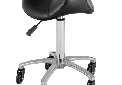 Blovi Pro Rodeo Contoured Grooming Stool – Ergonomic Black Seat with Smooth Rolling Wheels