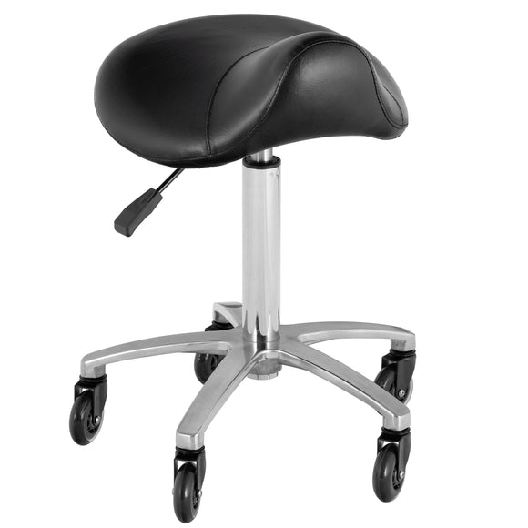 Blovi Pro Rodeo Contoured Grooming Stool – Ergonomic Black Seat with Smooth Rolling Wheels