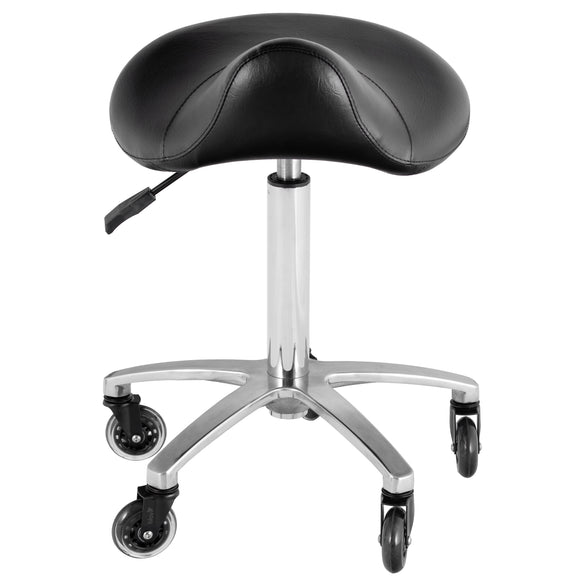 Blovi Pro Rodeo Contoured Grooming Stool – Ergonomic Black Seat with Smooth Rolling Wheels