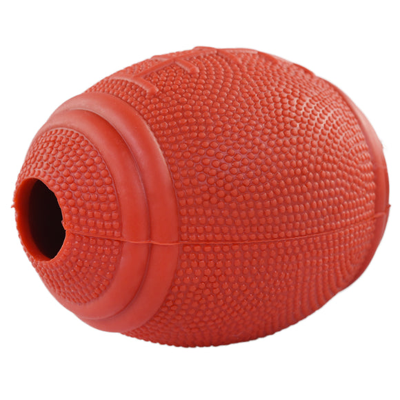 Flamingo American Football Dog Toy – Red Ball with Treat Slot, Durable Play Design