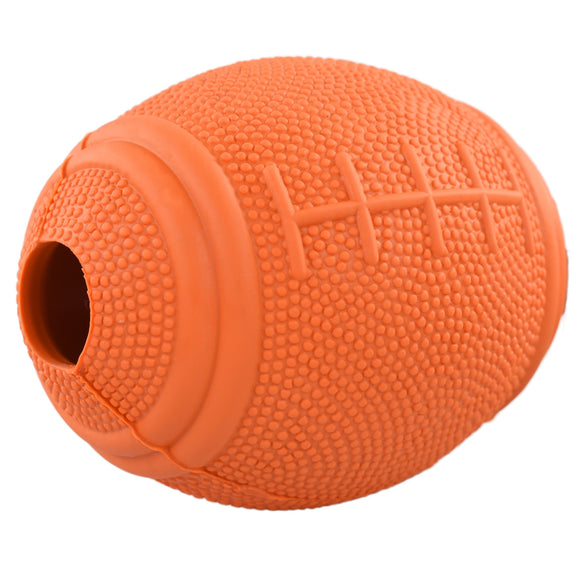 Flamingo American Football Dog Toy – Red Ball with Treat Slot, Durable Play Design