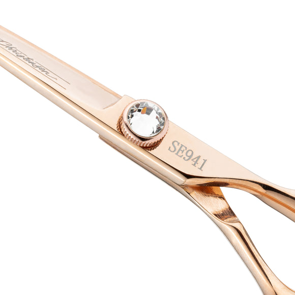 Chris Christensen Adalynn Rose Straight Scissors 8" – Japanese Titanium-Coated Steel, Professional Precision