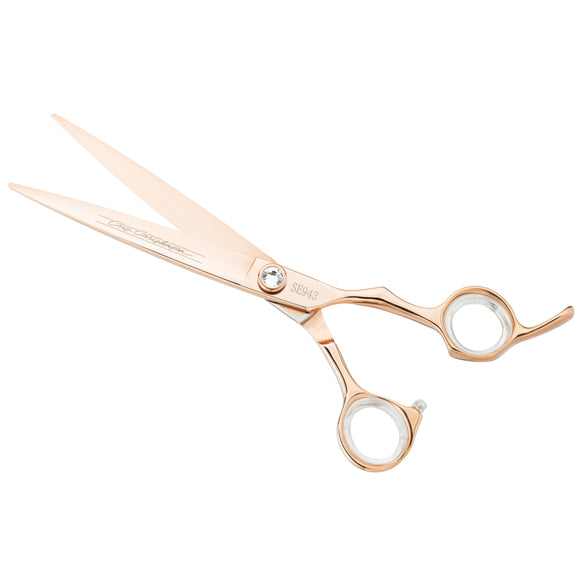 Chris Christensen Adalynn Rose Straight Scissors 8" – Japanese Titanium-Coated Steel, Professional Precision