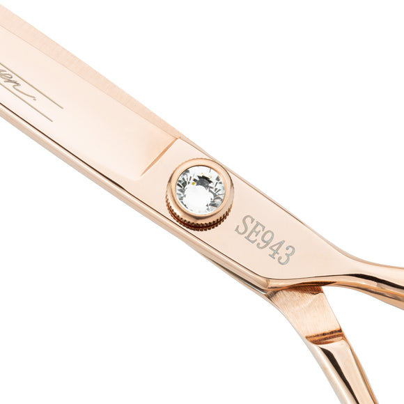 Chris Christensen Adalynn Rose Straight Scissors 8" – Japanese Titanium-Coated Steel, Professional Precision