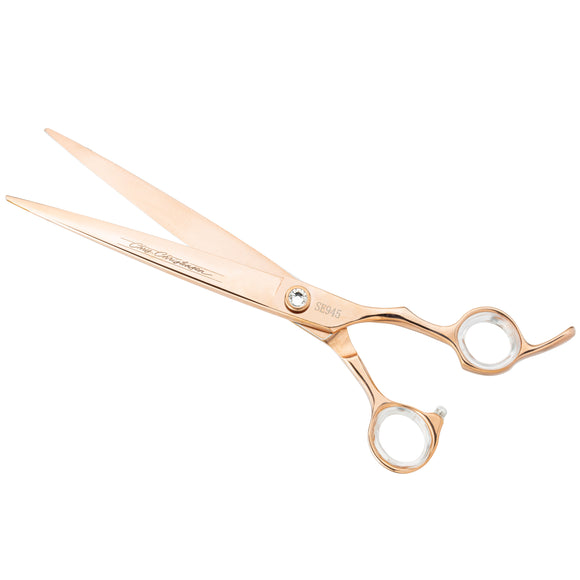 Chris Christensen Adalynn Rose Straight Scissors 8" – Japanese Titanium-Coated Steel, Professional Precision