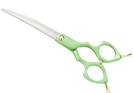 Jargem Asian Style Light Curved Scissors 6.5" – Ultra-Light Red Blades for Precision Styling