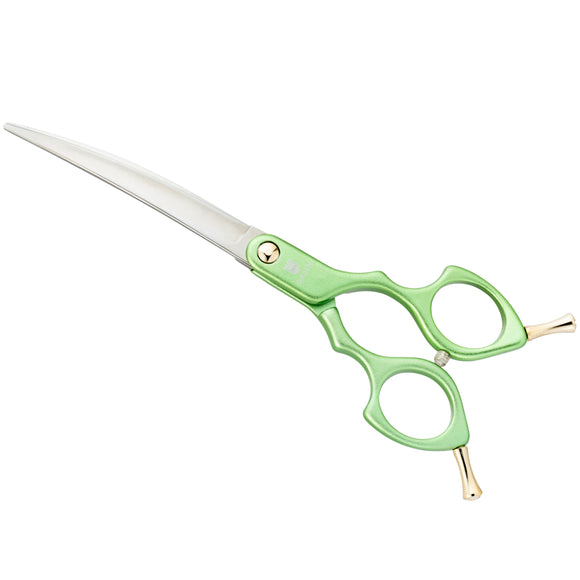 Jargem Asian Style Light Curved Scissors 6.5" – Ultra-Light Red Blades for Precision Styling