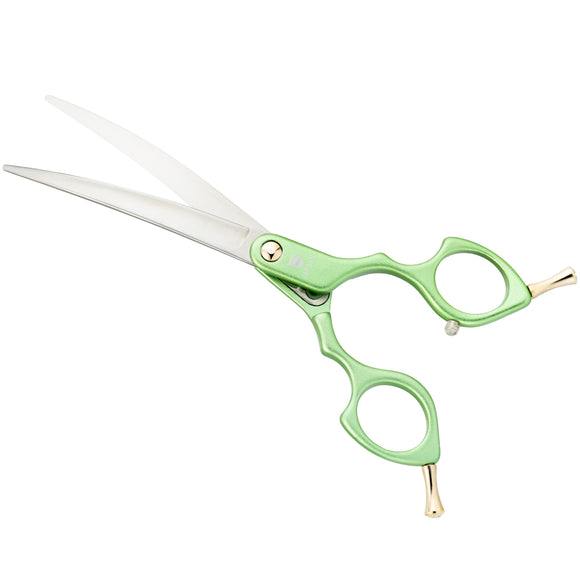 Jargem Asian Style Light Curved Scissors 6.5" – Ultra-Light Red Blades for Precision Styling