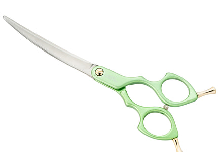 Jargem Asian Style Light Curved Scissors 6.5" – Ultra-Light Red Blades for Precision Styling