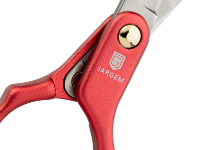 Jargem Asian Style Light Curved Scissors 6.5" – Ultra-Light Red Blades for Precision Styling