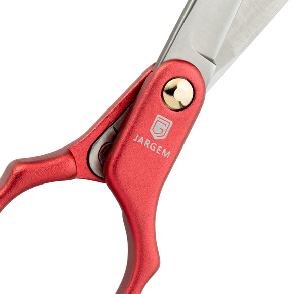 Jargem Asian Style Light Curved Scissors 6.5" – Ultra-Light Red Blades for Precision Styling