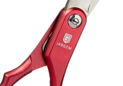 Jargem Asian Style Light Curved Scissors 6.5" – Ultra-Light Red Blades with Colored Rings