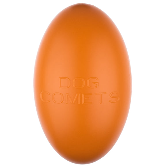 Dog Comets Pan-Stars Orange Rolling Ball – Hard Durable Egg-Shaped Toy, Medium Size