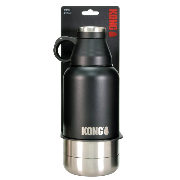 KONG Duo Day Trek 4-in-1 Travel Bottle – 910ml, Includes Cup and Two Bowls, Versatile Design