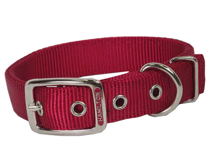 Hamilton Double Thick Dog Collar 25mm – Strong Red Nylon, Durable 65cm Length