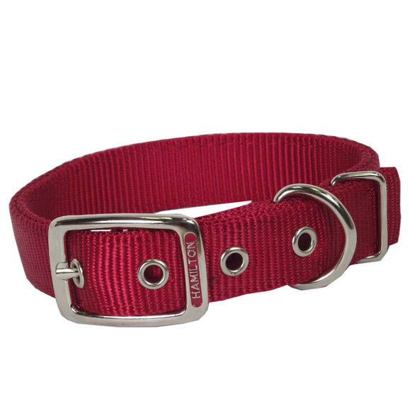 Hamilton Double Thick Dog Collar 25mm – Strong Red Nylon, Durable 65cm Length