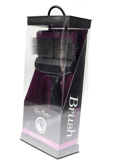 Les Poochs Purple Hard Pro Brush 9cm – Original Flexible Head Grooming Brush, Hard Bristles