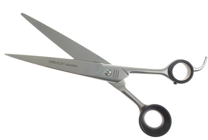 Gotta Solingen 8.25in Curved Grooming Scissors – Wide Blade, Micro-Bevel Edge