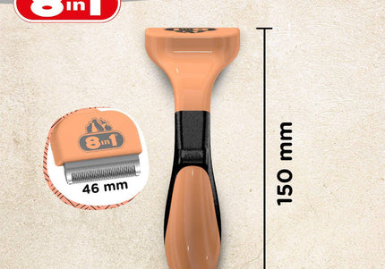 8in1 Perfect Cat Coat DeShedder – Stainless Steel Blade, Removes Dead Undercoat Efficiently