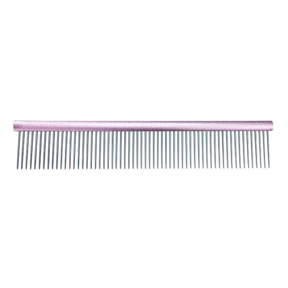 Groom Professional Metal Grooming Comb 25cm – Pink, Durable and Lightweight Design