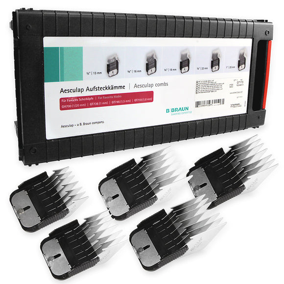 Aesculap Favorita Stainless Steel Comb Set – 5 Durable Professional Attachments for Razors