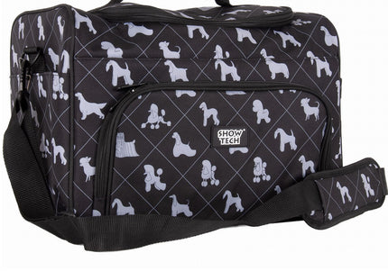 Show Tech Deluxe Grooming Bag – Spacious Fabric Organizer with Dog Breed Print, 40x26x28cm