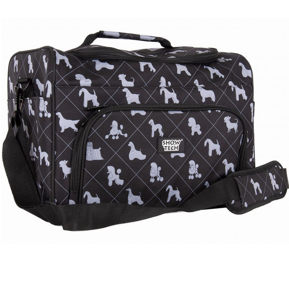 Show Tech Deluxe Grooming Bag – Spacious Fabric Organizer with Dog Breed Print, 40x26x28cm