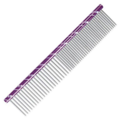 Chadog Metal Grooming Comb 19cm – Dual Tooth Spacing, Burgundy, Durable Finish