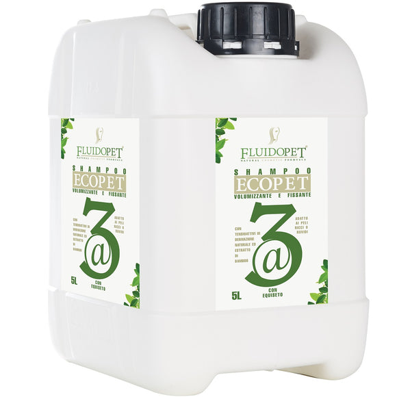 FluidoPet EcoPet 3 Volumizing Shampoo – Concentrated 1:5 Formula, 5L, Enhances Coat Fullness