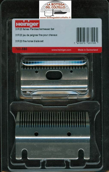 Heiniger 31F/23 Clipper Blade Set – Precision Steel Blades, 1–2mm Cutting Height
