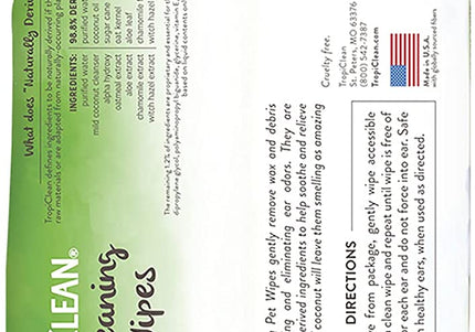 Tropiclean Ear Cleaning Wipes – Deodorizing Formula, Gentle Cleansing, 50 Pack