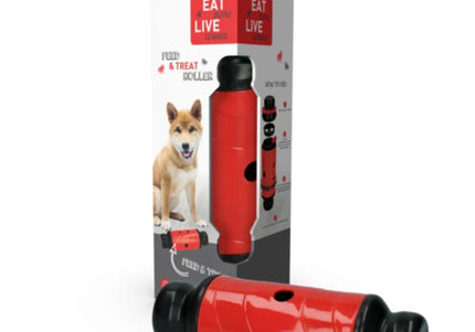 Eat Slow Live Longer Roller Treat Toy – Durable 23cm Interactive Red Dispenser