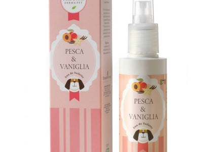 Bottle of dog and cat perfume for pets, scented with peach & vanilla 100ml