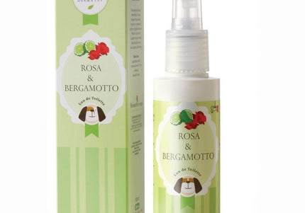 Bottle of dog and cat perfume for pets, scented with rose & bergamot 100ml