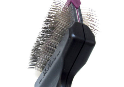 Les Poochs Purple Hard Pro Brush 9cm – Original Flexible Head Grooming Brush, Hard Bristles