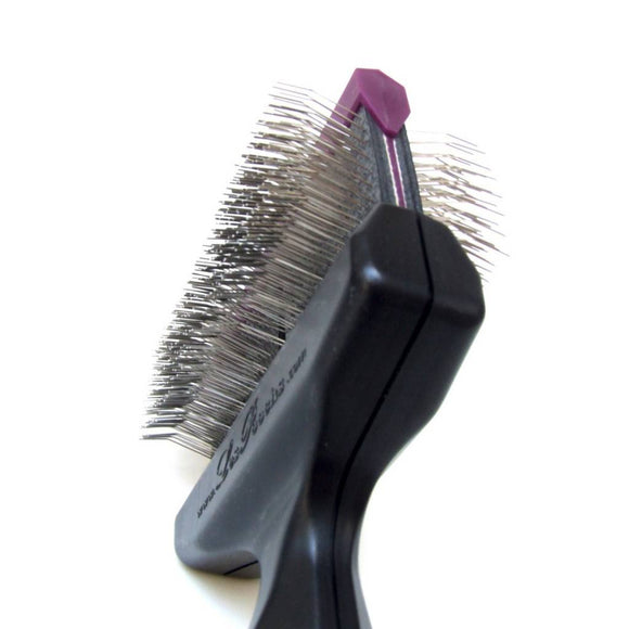 Les Poochs Purple Hard Pro Brush 9cm – Original Flexible Head Grooming Brush, Hard Bristles