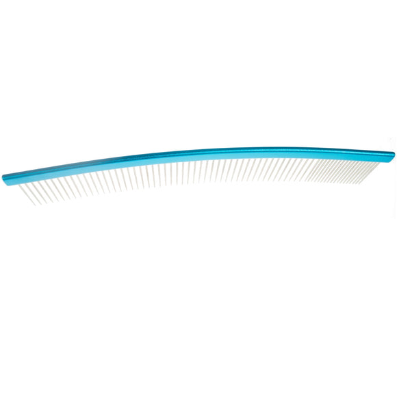 Miranda Belinda 25cm Curved Grooming Comb – Aluminum Handle, Mixed Tooth Spacing 80/20