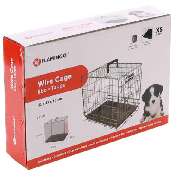 Flamingo Ebo Taupe Metal Dog Cage XS – Compact Durable Crate with Secure Latch