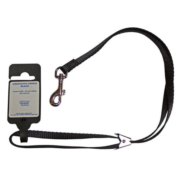 Show Tech Nylon Grooming Leash – Black, 50cm Length, 9mm Width, Durable Design
